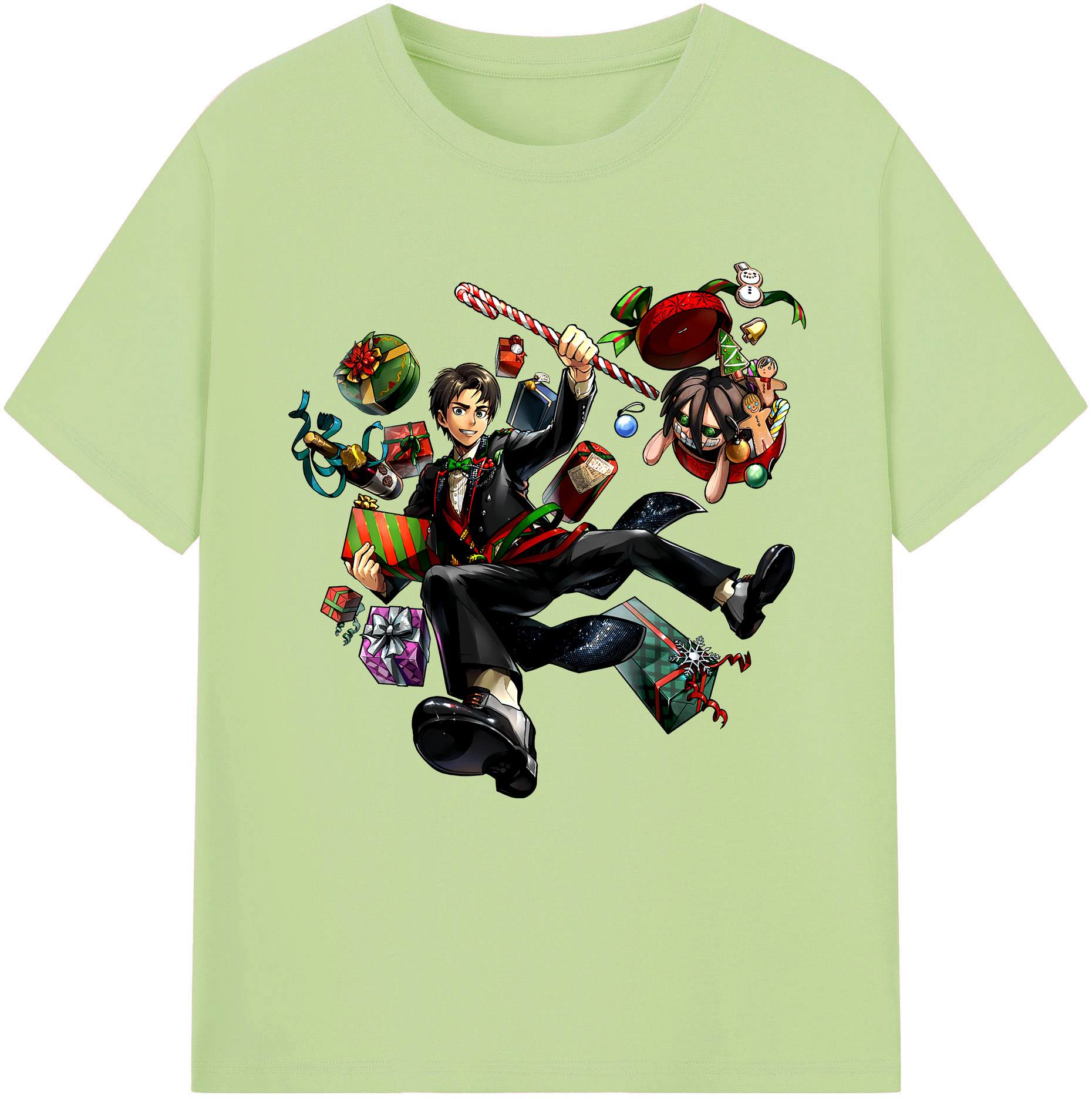 （画像用） 進撃の巨人 エレン･イェーガー Attack on Titan Eren Jäger 綿100％半袖Tシャツ（フロントプリント）